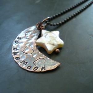 Moon Necklace Made Of Copper, Star Pearl, To The..