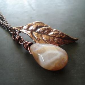 Nature Inspired Leaf Necklace Made Of Copper With..