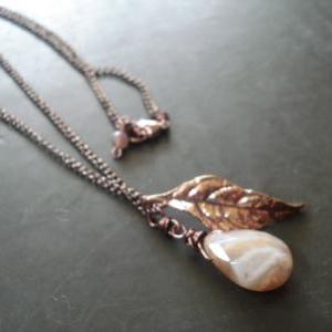 Nature Inspired Leaf Necklace Made Of Copper With..