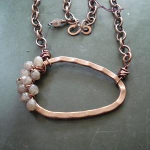 Wire Wrapped Asymmetrical Oval Necklace