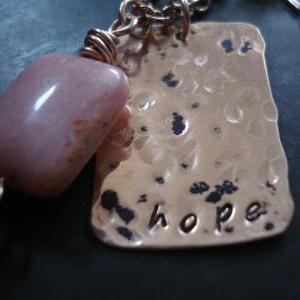 Hope Necklace, Breast Cancer Awareness Necklace,..