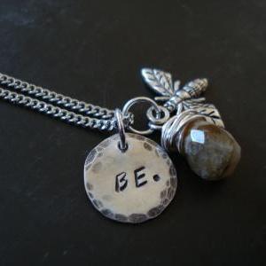 Stamped Necklace, Hand Stamped Sterling Silver..