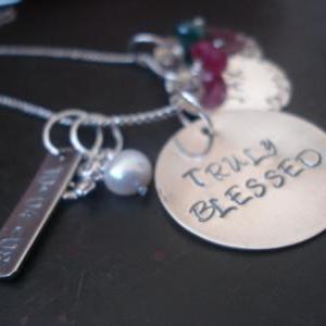 Hand Stamped Necklace- Kids Name..