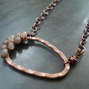 Wire Wrap Necklace, Copper Necklace, Purple..