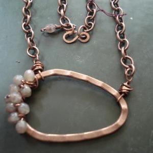Wire Wrap Necklace, Copper Necklace, Purple..