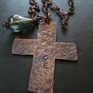 Inspirational Copper Cross Necklace, Grace And..