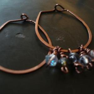 Hammered Copper Hoop Earrings, Copper Hoop..