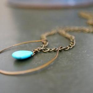 Large Horseshoe Necklace, Wire Wrapped Turquoise..