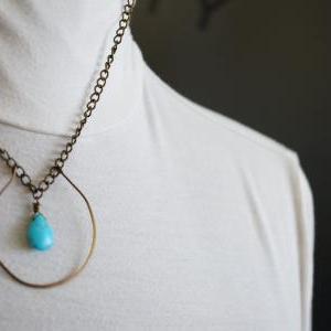 Large Horseshoe Necklace, Wire Wrapped Turquoise..