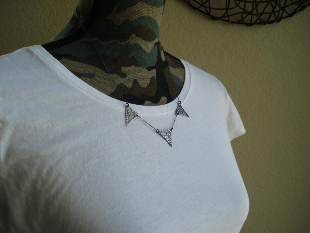 Triangle Necklace, Geometric Necklace, Modern Jewelry, Silver Necklace