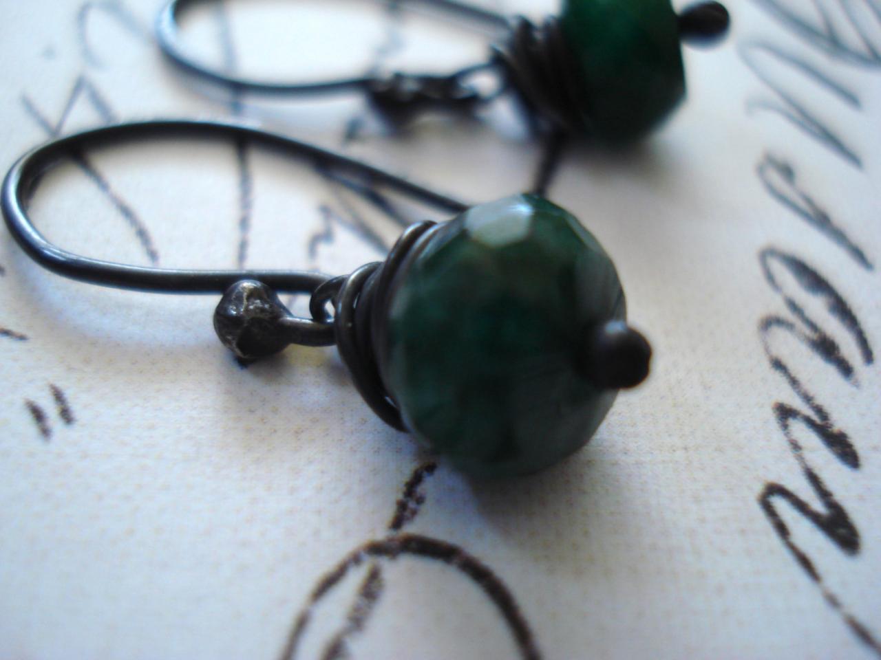 Emerald Earring- Emerald Green Earring- Emerald Green Jewelry- Wire Wrapped Jewelry Handmade- Ebsjewels