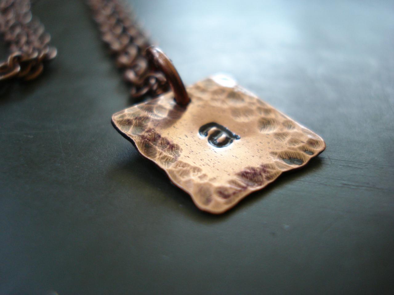 Initial Necklace, Monogram Necklace, Letter Necklace, Copper Necklace, Copper Jewelry