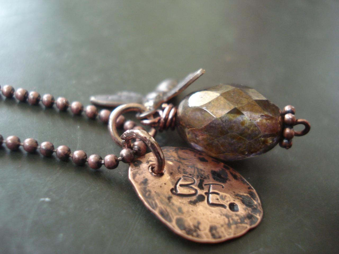 Bee Necklace, Honey Bee Necklace, Bumble Bee Necklace, Copper Necklace, Copper Jewelry