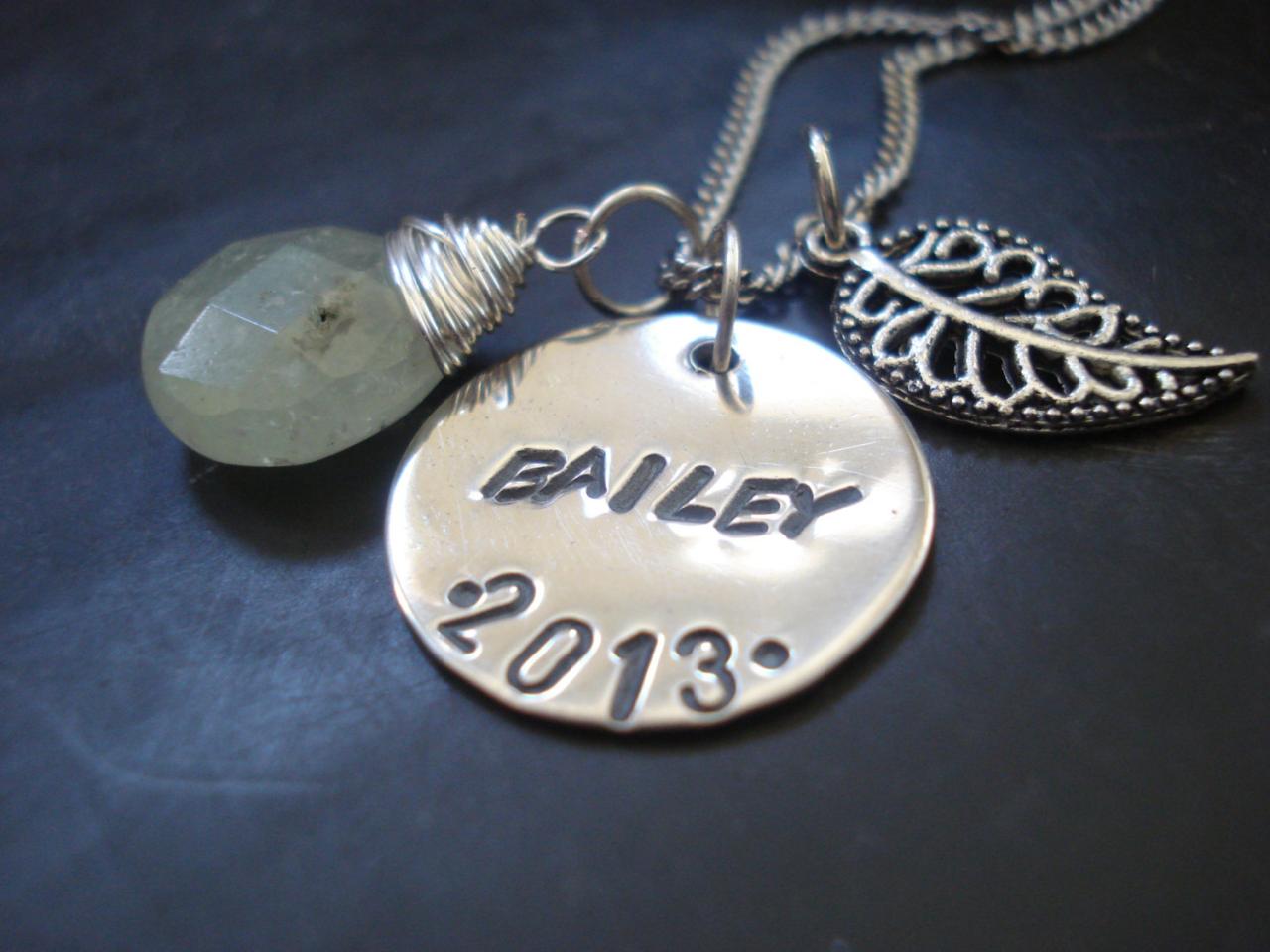 Personalized Necklace-graduation Gift- Hand Stamped Necklace-stamped Necklace- Sterling Silver Jewelry Handmade
