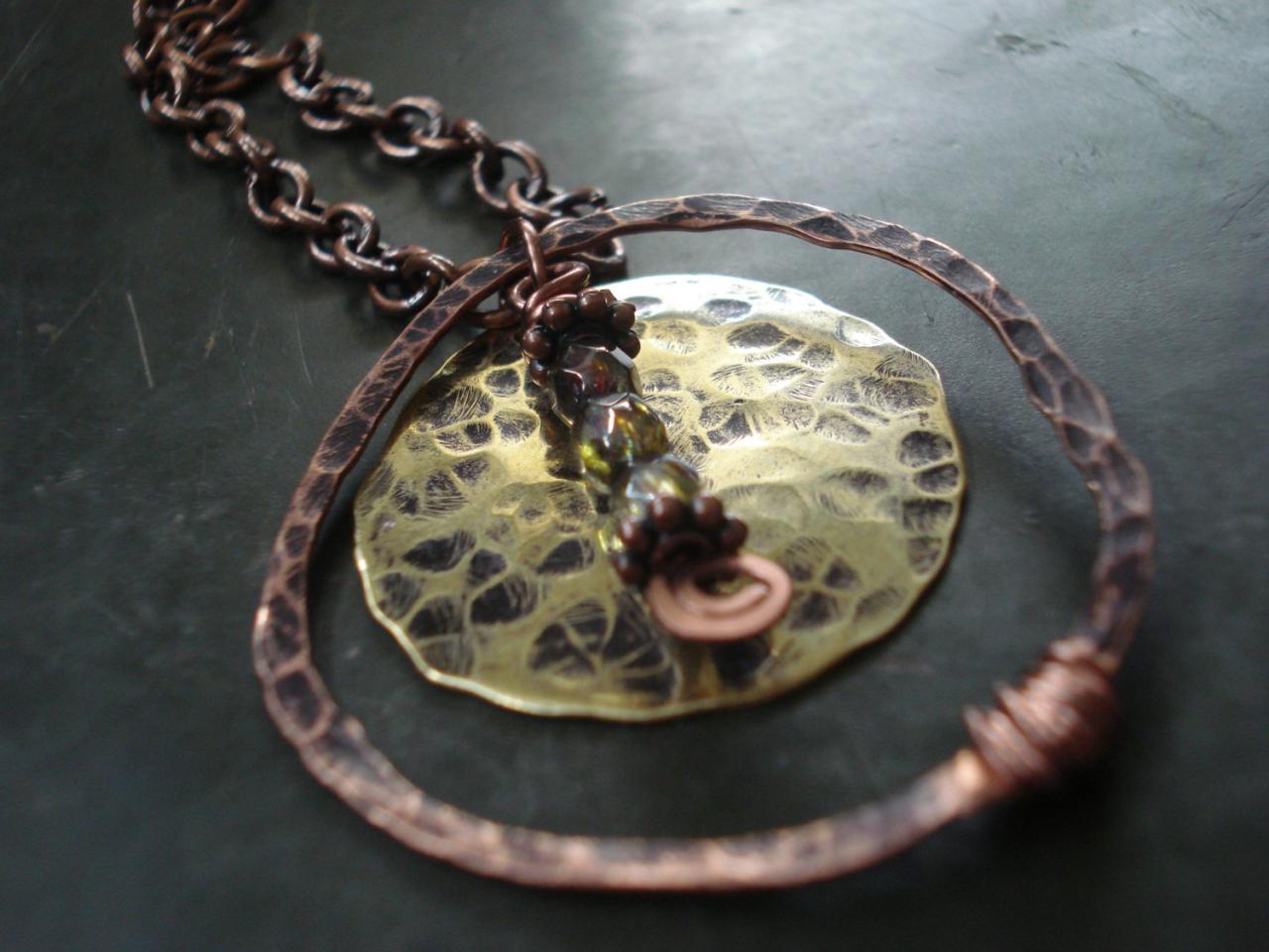 Handmade Necklace, Hammered Copper Necklace, Copper Jewelry, Statement