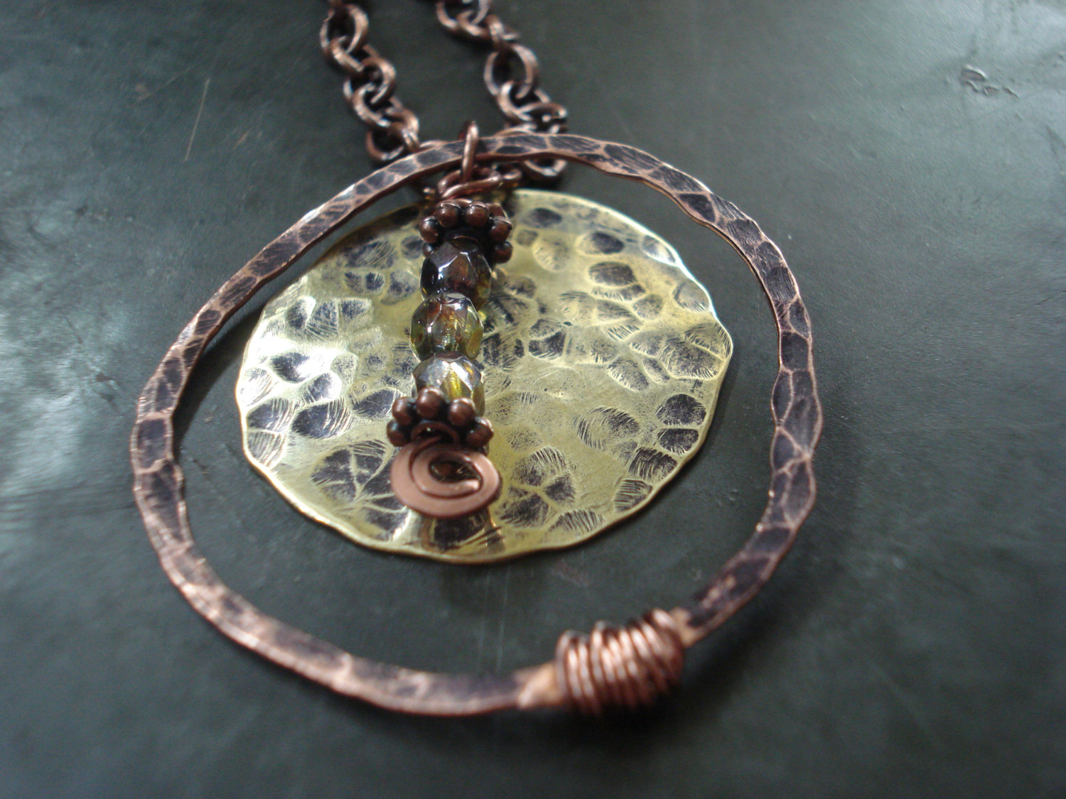 Handmade Necklace, Hammered Copper Necklace, Copper Jewelry, Statement