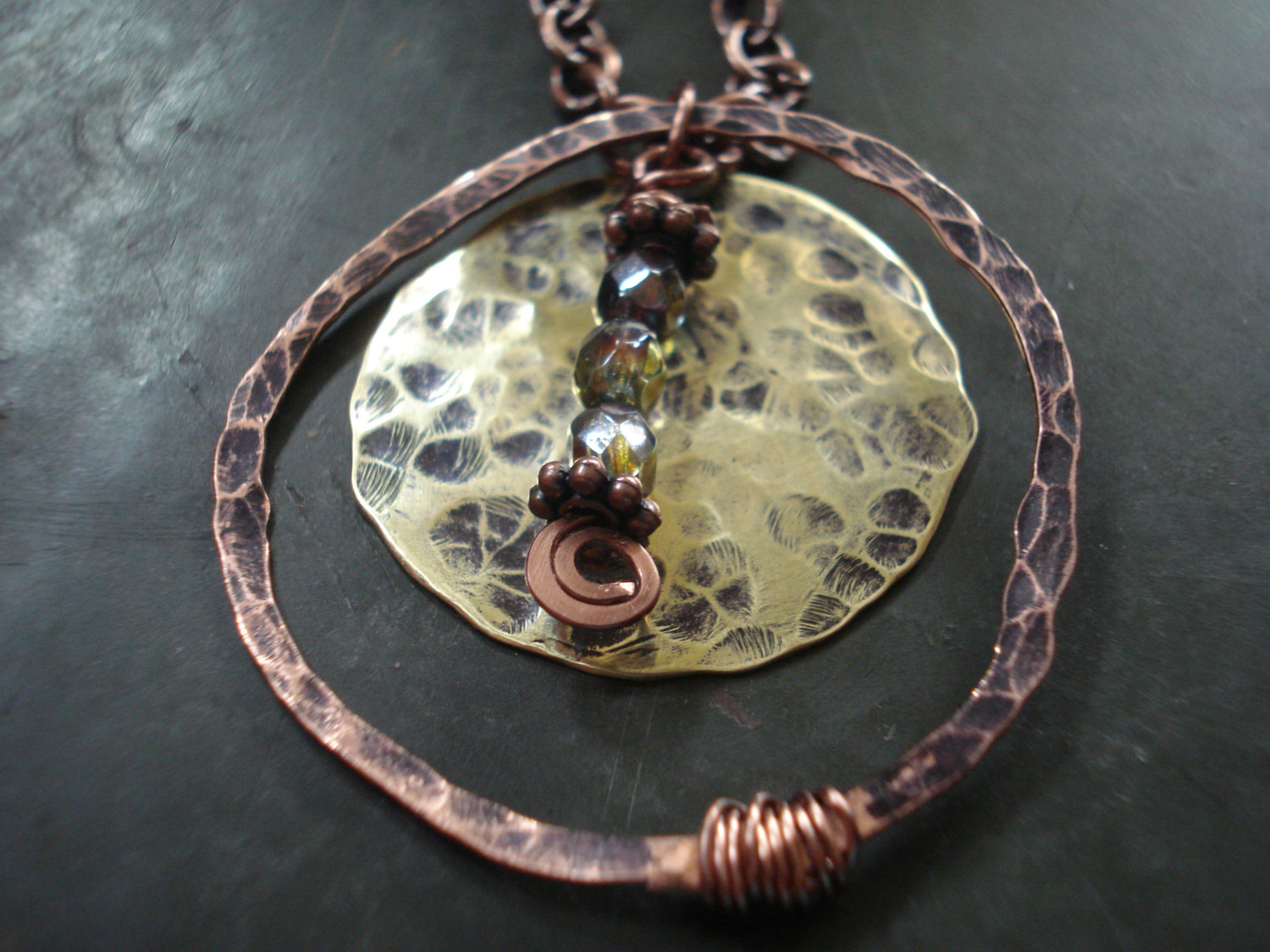 Handmade Necklace, Hammered Copper Necklace, Copper Jewelry, Statement